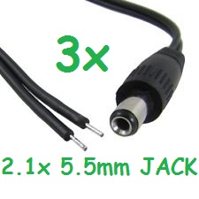 pack de 3 CONECTORes JACK 2.1 * 5.5MM PARA CAMARAS CCTV O SIMILARES cámara de seguridad radio tira led controlador electrico router etc